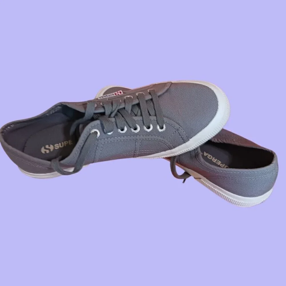 Superga 2750 Cotu Classic Grey Sage Canvas Lace-Up Sneakers Size 9.5